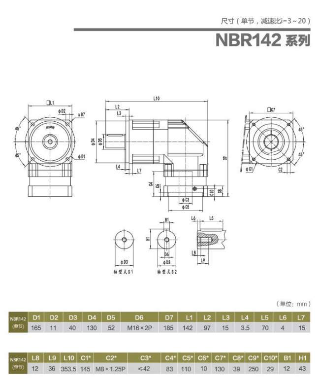 NBR142行星減速機(jī)型號及尺寸圖
